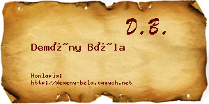 Demény Béla névjegykártya